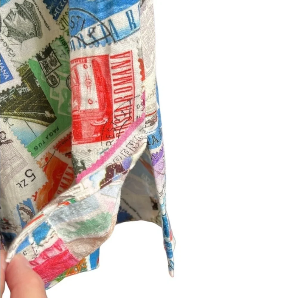 Like New John Mark Travel Postage Ruched Sleeve
Wired Collar Top Size Large - Picture 5 of 8